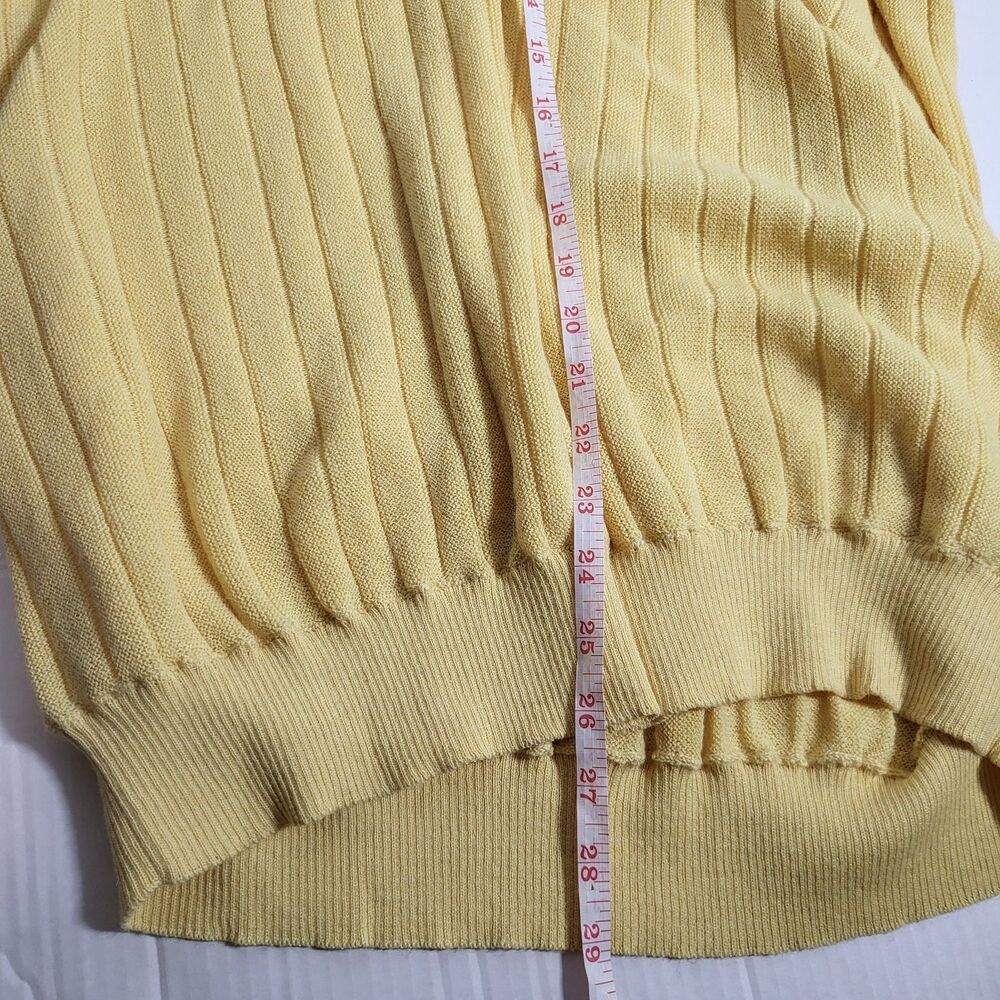 Alan Flusser Yellow Long Sleeve V-neck Golf Sweater 100% Cotton Size XL